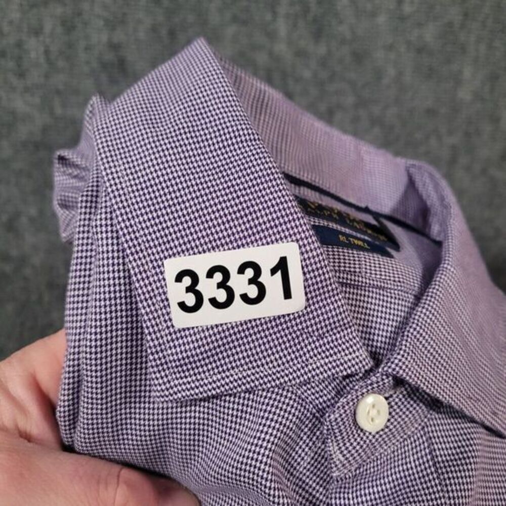 Ralph Lauren RL Twill Shirt Mens Large Micro‎ Gingham Check Button Down Purple - Picture 10 of 10